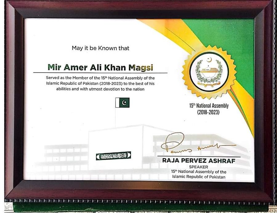 zarainkmagsi's tweet photo. Congratulations, Nawabzada Mir Amer Ali Khan Magsi, on a successful tenure as a member of the National Assembly of Pakistan! Your dedication and hard work have undoubtedly made a positive impact. Wishing you continued success in your future endeavors." https://t.co/8o6nujFnGg