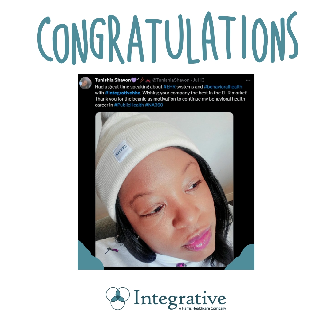 Harris Integrative (@integrativehhc) on Twitter photo Congratulations to our July winner <a href="/TunishiaShavon/">Tunishia Shavon💜⁷🥢🚲</a>! Email us at: integrative@harriscomputer.com to claim your gift card. Who will be our August winner? Post photos wearing our new beanies with the tag #integrativehhc to be eligible! #PublicHealth #BehavioralHealth #WeCareTogether Congratulations to our July winner <a href="/TunishiaShavon/">Tunishia Shavon💜⁷🥢🚲</a>! Email us at: integrative@harriscomputer.com to claim your gift card. Who will be our August winner? Post photos wearing our new beanies with the tag #integrativehhc to be eligible! #PublicHealth #BehavioralHealth #WeCareTogether