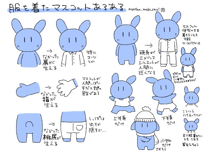 服を着たマスコットキャラクターあるある #モブうさぎ 