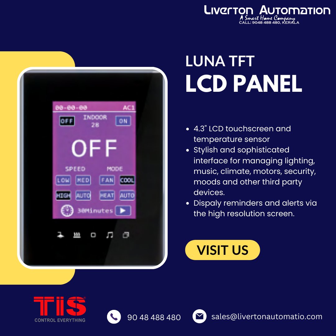 LIVERTONAUTOMA1's tweet image. Blend Beauty with Technology 🤩
Wanna add a little bit of sophistication to your home? Here&apos;s what we suggest: the Luna TFT LCD panel with high functionality for home control😇
Call: 9048488480
Visit: livertonautomation.com
#eco_friendly #TISControl #control_everything  #content