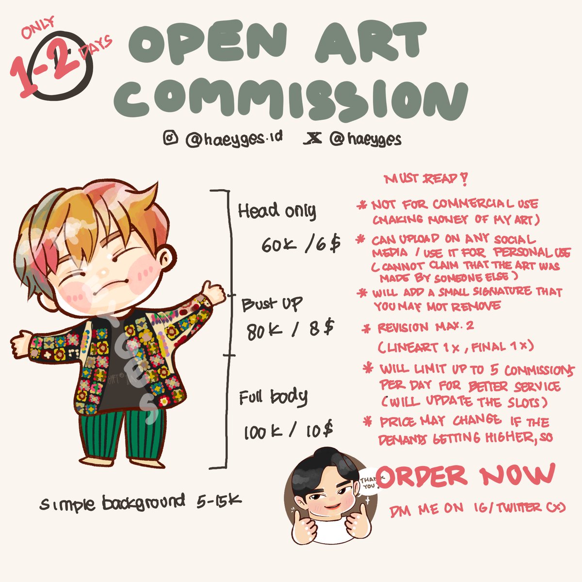 haeyges's tweet photo. Hi! I’m starting my Art Commission 🙌🏼
If anyone like my art styles and want to buy it feel free to dm me🥹 I’m trying to saving up right now so help me to give this post a like RT and share 🫶🏼 

Tag
Chibi kpop anime wallpaper profile picture couple group family friends bff pet https://t.co/SwOplLsqP4