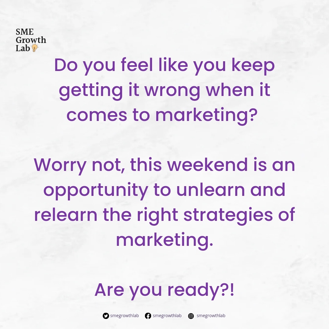 smegrowthlab's tweet photo. It's one more day to go. Yayyyyyyyyy!!!
I am super pumped about this session, I hope you are too!
Get set, we feast tomorrow!!!
#sme
#smegrowthlab
#smeglobal
#marketingstrategies https://t.co/HkXL0u1c1o