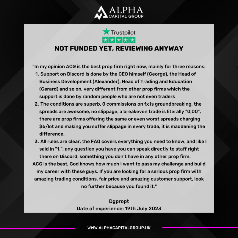 AlphaCapitalUK's tweet photo. Trading Success Unveiled 🚀 Discover what traders have to say about their experience with Alpha on TrustPilot! Join our community and be part of something extraordinary. 💼📈 #PropTradingExcellence #TraderReviews #JoinTheJourney