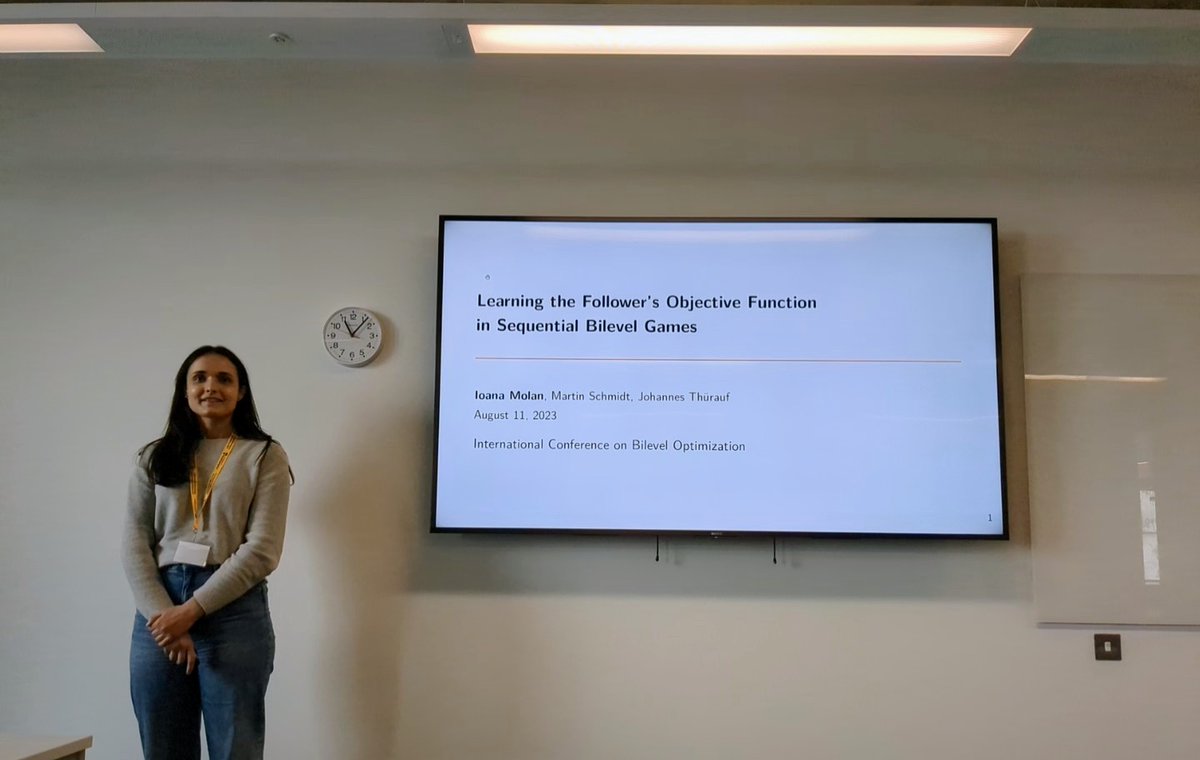 thuerauf_j's tweet photo. Learning objective functions in sequential #bilevel games presented by Ioana Molan at #ICBO https://t.co/pauWldPatZ