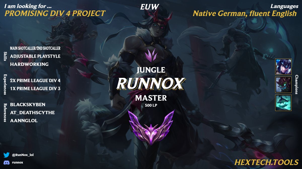 RunNox_lol's tweet photo. After a very educational split in Div 3 with @TOGfoxes I am happy to announce that I am allowed to explore my options for the upcoming Div 4 split/Supercup
Likes/Retweets appreciated https://t.co/AYDuTugfWp
