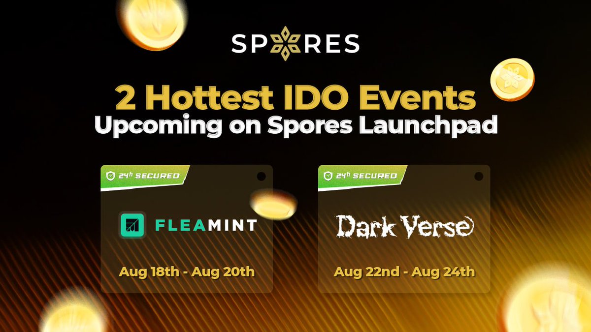 Spores_Network's tweet photo. 🔥 𝟐 𝐇𝐨𝐭𝐭𝐞𝐬𝐭 #𝐈𝐃𝐎 𝐄𝐯𝐞𝐧𝐭𝐬 𝐔𝐩𝐜𝐨𝐦𝐢𝐧𝐠 𝐨𝐧 #𝐒𝐩𝐨𝐫𝐞𝐬𝐋𝐚𝐮𝐧𝐜𝐡𝐩𝐚𝐝 🔥

🌟 @FleamintDeFi IDO: a dynamic ecosystem that combines a wallet, integrated DEX, and IDO launchpad, bringing self-custody and a range of DeFi ventures into one platform.
⏰ Sale date: 18th Aug => 20th Aug

🌟 @DarkVerse42 IDO: project is based on a concept of developing a Dark Web world view in Metaverse.
⏰ Sale date: 22nd Aug => 24th August 

Act fast and seize these game-changing IDO events! 𝐿𝑖𝑛𝑘 𝑗𝑜𝑖𝑛 𝑖𝑛 𝑐𝑜𝑚𝑚𝑒𝑛𝑡 👇