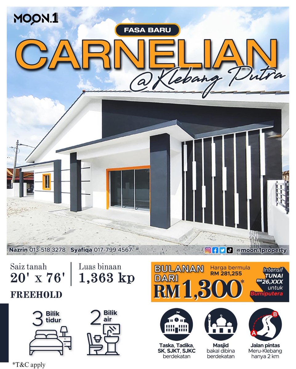 moon_1property's tweet photo. Rumah Teres 1 tingkat di Klebang Putra, Ipoh 
Klik LINK ini utk terus Whatsapp! 
==> https://t.co/pewDiyNsoF

Boleh call kami juga ya 
==> 0135183278 (Nazrin)
==> 0177994567 (Syafiqa)
.
.
#MKLandPerak #Perak #Ipoh #Meru #Klebang #RumahPertama https://t.co/qhJp7CEJXP