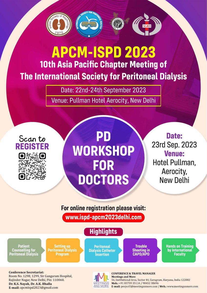 APCMISPD2023 (@apcmispd2023) on Twitter photo Register for PD workshop for Doctors <a href="/apcmispd2023/">APCMISPD2023</a>
Click here to register: ispd-apcm2023delhi.com/registration.p…
#apcmispd2023 #conference #kidney #nephrology #peritonealdialysis Register for PD workshop for Doctors <a href="/apcmispd2023/">APCMISPD2023</a>
Click here to register: ispd-apcm2023delhi.com/registration.p…
#apcmispd2023 #conference #kidney #nephrology #peritonealdialysis