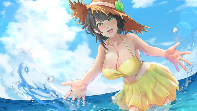 輝 詩葉さん(@ Uta8_26)の水着イラストを描かせていただきました!詩葉さんのFANBOXにて壁紙サイズのイラストが公開されてます、さらに支援者の方には一風変わった雰囲気のイラストがございます!!ぜひご覧になってください!!輝 詩葉さんの 