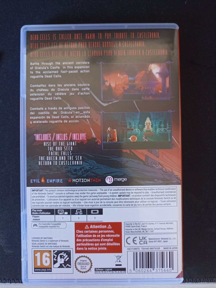 cctron_games's tweet photo. Y por fin, el propio juego con carátula reversible estilo NES.
Por cosas como estas tiene que seguir existiendo en formato físico.
Eso sí, si es sólo para meter códigos de DLC te los metes por el ...
#DeadCells
#Castlevania
#ReturnToCastlevania
#NintendoSwitch
#videojuegos https://t.co/IpMSVvqDF8