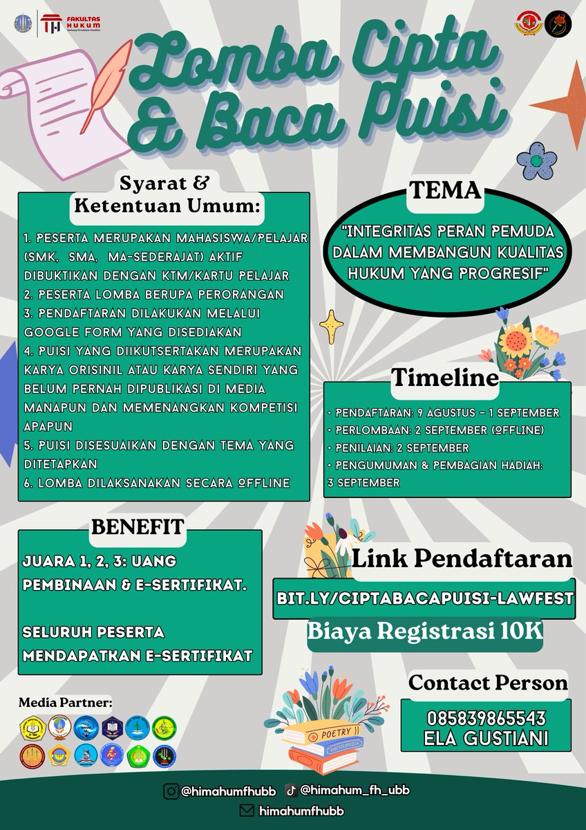 PSasing23's tweet photo. Haloo semuanyaaa! Yuk buruan ikutin lomba-lomba seru Ini untuk mengisi liburan kalian! 

#lomba #posterdesign #puisi #Debate #sasingubb https://t.co/1lebhdb7mg