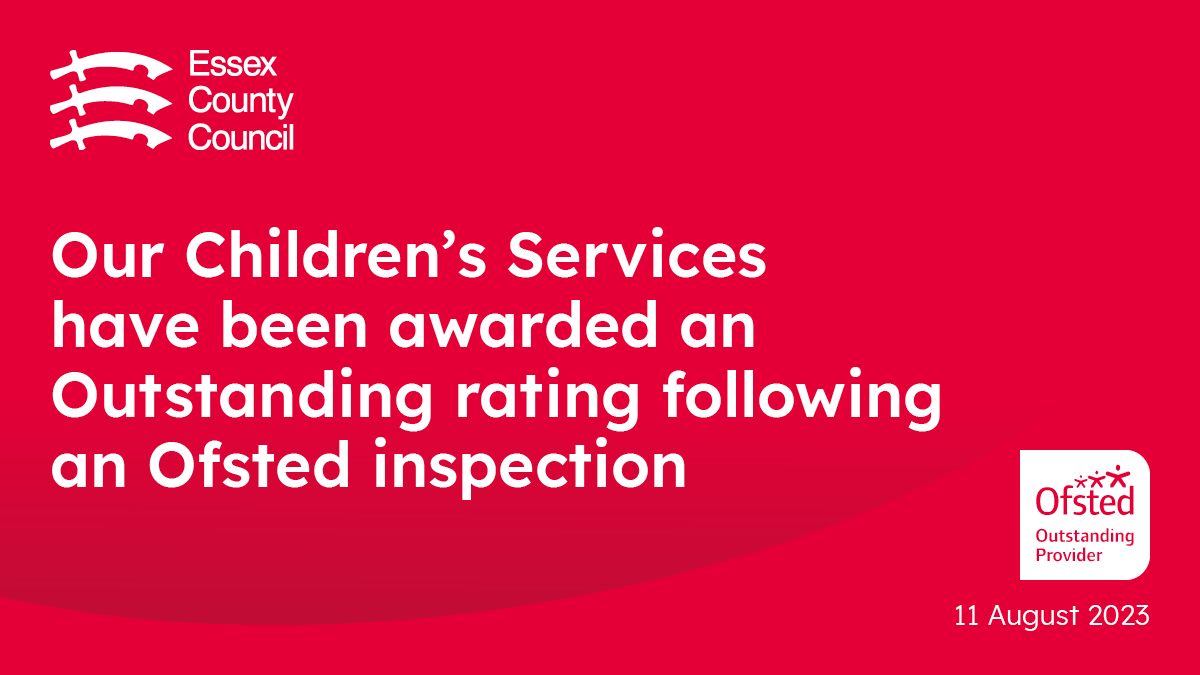 We're delighted to share and celebrate the fantastic news from Ofsted's recent inspection into our children’s social care services.

Children's Social Services have been awarded an Outstanding rating ⭐

This is a fantastic achievement for everyone working in or supporting