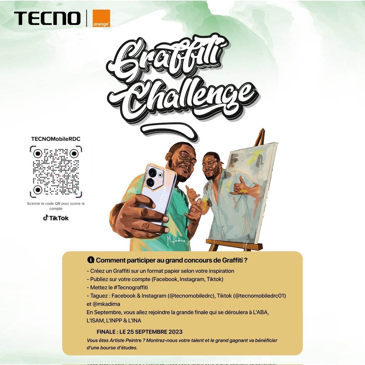 Vous pouvez participer sur Tiktok chers T-fans 🤩 Scannez le code QR pour avoir directement accès à notre page👈😉

#tecnograffiti #tecnomobiledrc #camon20