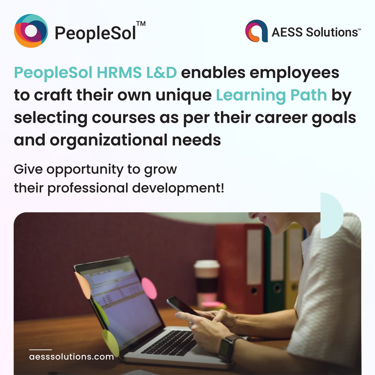 AESSsolution's tweet photo. PeopleSol HRMS L&amp;D enables employees to craft their own unique learning path by selecting courses as per their career goals and organizational needs. Give opportunity to grow their professional development!

Visit our website for more info.
https://t.co/PeHchZcYM5 https://t.co/pb6Zd121Jm