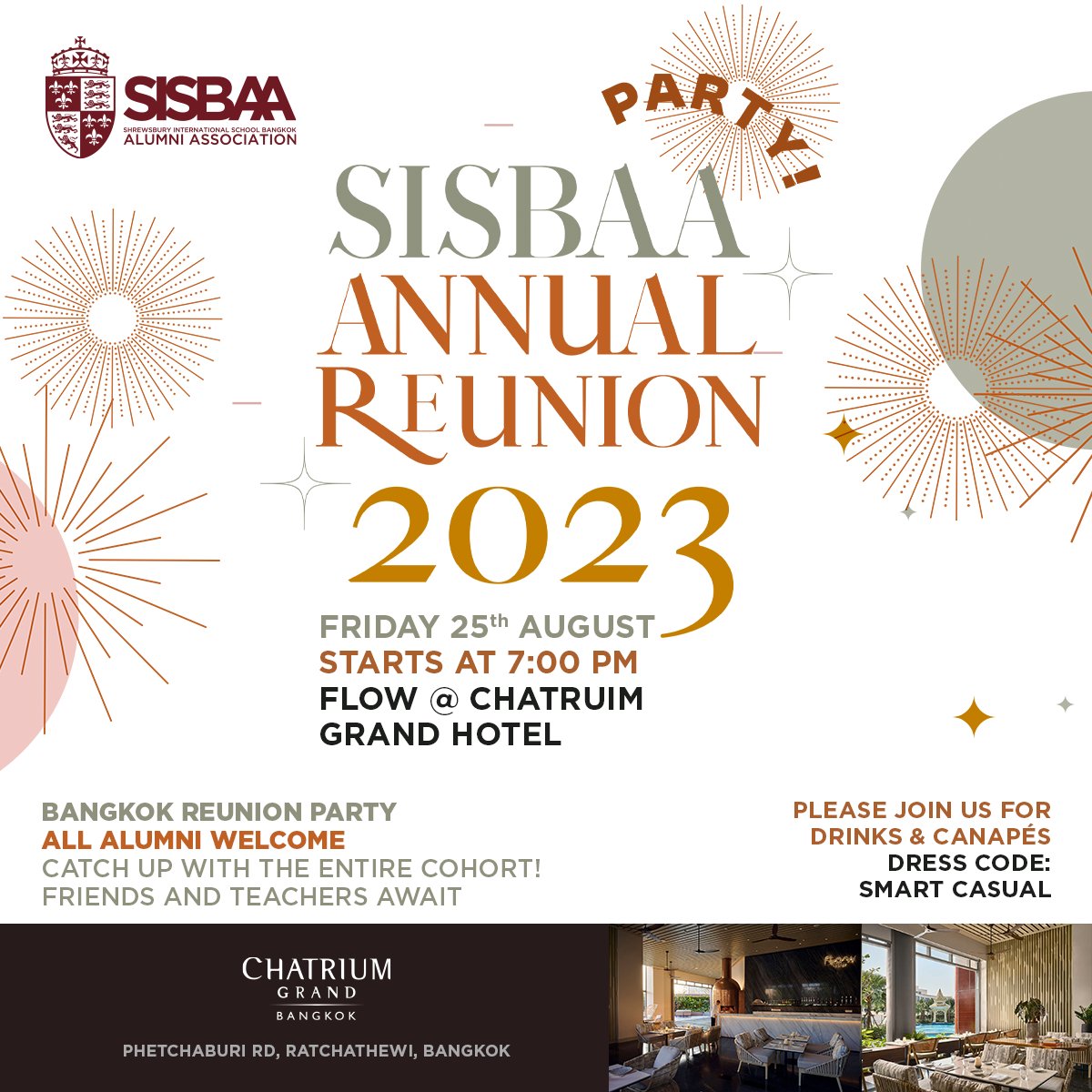 SISBAA's tweet photo. Thank you to everyone who has already registered !
We are all looking forward to welcoming our alumni to our annual Bangkok Reunion, here is a sneak peek of some of the specials for the evening!
#weareshresbury #sisbaa https://t.co/U8ET4lmpyV