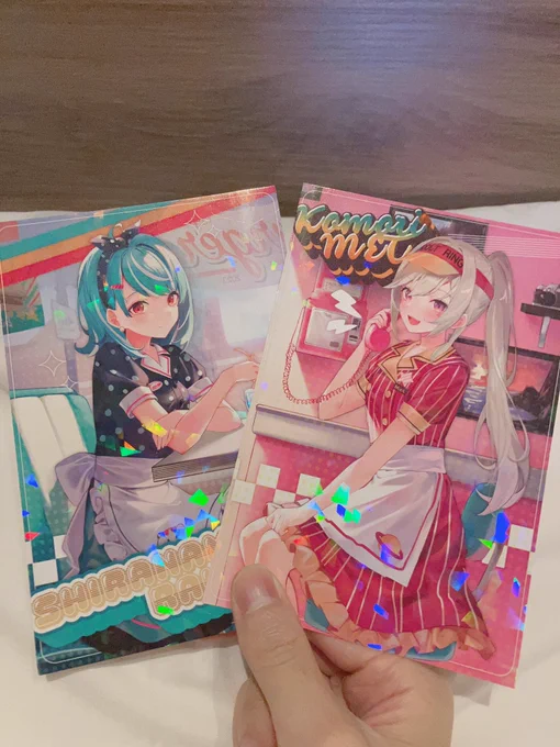 ポストカードの実物写真です! 新刊ちょっと痛んだので、 明日コミケ、新刊あるいは新刊セット購入の場合この2枚のポストカード付きます!宜しくお願いします!