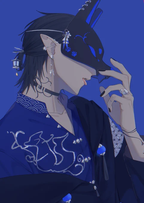 #絵柄が好みって人がいればいいなぁ   狐面の褐色男子