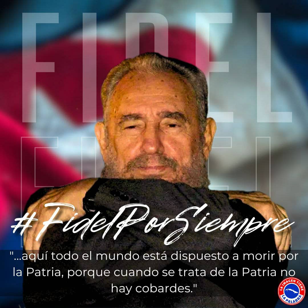 "Fidel no le pertenece solo a Cuba, les pertenece a este mundo nuestro, a esta América nuestra...Fidel les puede mostrar la cara con integridad plena y con moral absoluta, ... a todos los pueblos del mundo."
Hugo Chávez Frías (2001-08-13)
#PatriaGrande
#FudelPorSiempre