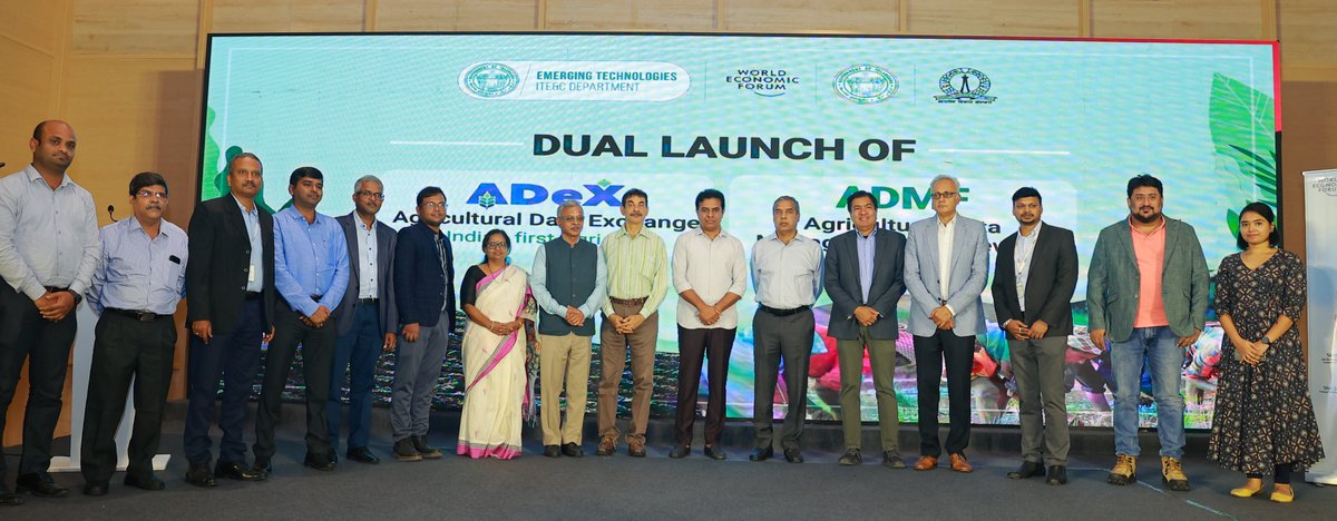 EmergingTechTS's tweet photo. 🚀🌾Exciting launch of #ADeX &amp; #ADMF by Hon'ble Minister @KTRBRS! 
📈🌱With ADMF as the foundation for ADeX platform, together these initiatives set the stage for Telangana to lead in AgriTech innovation by digitalizing agriculture-related data.
👥@jayesh_ranjan | @ramadevi_lanka https://t.co/somaqcgAwj