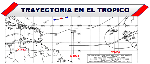 claudio_mj's tweet photo. 🧿ONDAS TROPICALES🧿
#OT32 Sobre Haití y el mar Caribe, convección moderada al Sur de la isla
#OT33 sobre el Atlántico central, la convección moderado pero aislada
#OT34 sobre el Atlántico oriental, se observa una convección fuerte moderada y aislada https://t.co/EFt2sgYTye
