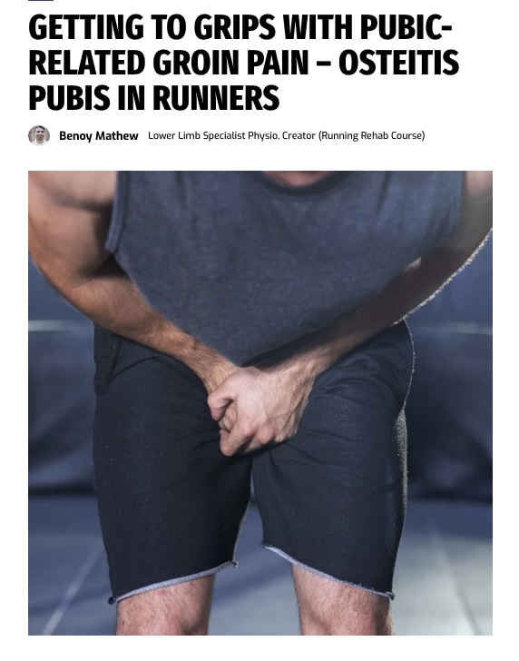 My blog on this extremely difficult injury to treat in runners (especially post-partum women &amp; middle-aged trail runners)

Osteitis Pubis refers to a non-infectious, inflammatory overuse syndrome affecting the symphysis pubis and surrounding soft tissues 

physiotutors.com/osteitis-pubis/