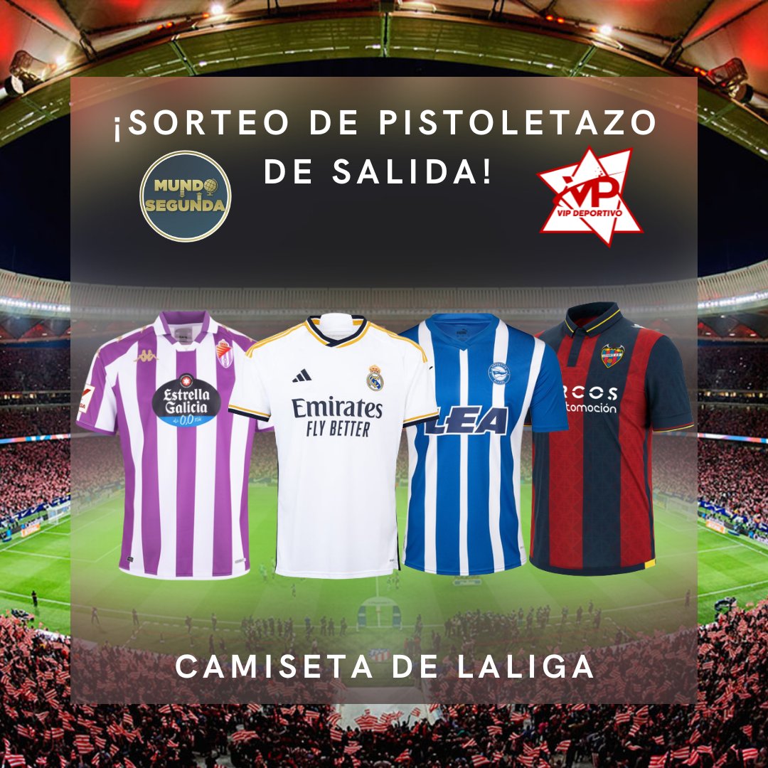 🎉 ¡Vive la emoción futbolera en nuestro sorteo! ⚽️

🏆 Gana una camiseta auténtica de Primera o Segunda División. Tú decides el equipo! 👕🔥 

Sigue a <a href="/VIP_Deportivo/">VIP Deportivo</a> y <a href="/MundoSegunda_/">Mundo Segunda</a>, retuitea y menciona a dos amigos apasionados del fútbol para participar. 

Suerte!