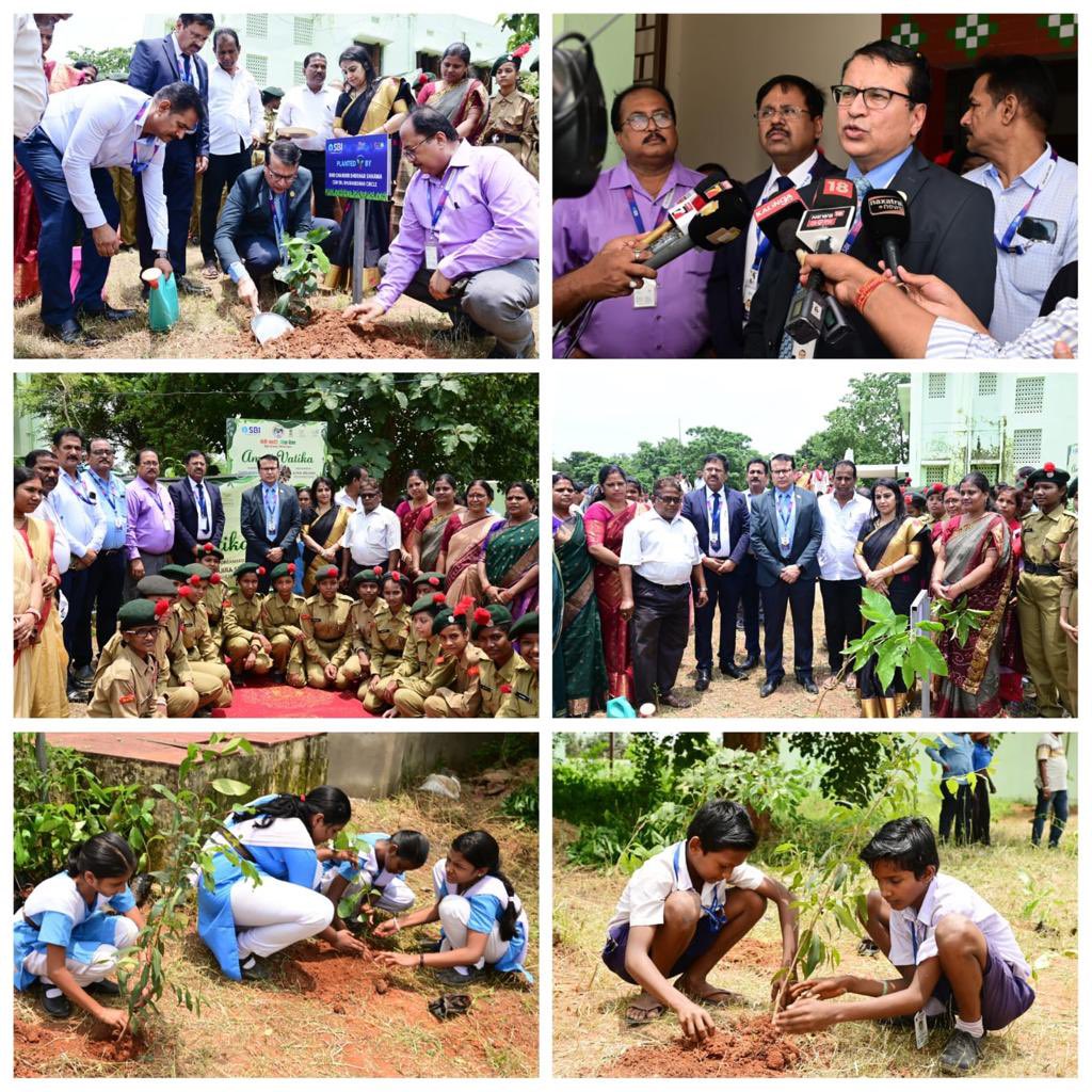 CGMSBIBhu's tweet photo. As per direction of @DFS_India under #AKAM #Meri_Matti_Mera_Desh #AmritVatika an activity of planting 75 saplings at Municipal High School, Baramunda by @TheOfficialSBI Bhubneswar. This initiative is being observed across the @CMO_Odisha. @nsitharamanoffc @PMOIndia @SBIMDRDB https://t.co/cKsvtsCkK6