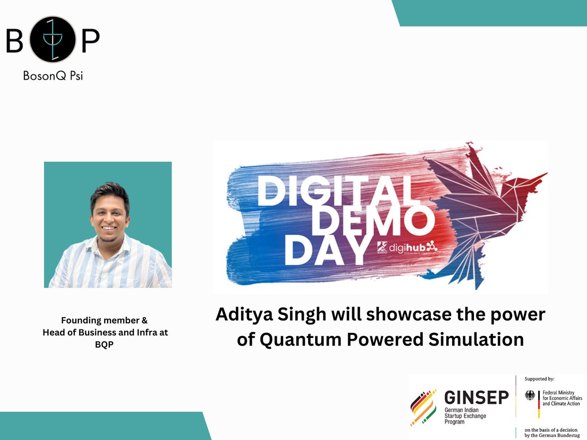 Aditya Singh our Founding member and head of Business and Infra will demonstrate the power of quantum-powered simulation in industrial use cases at GINSEP Demo Day. 

Read more: hubs.li/Q01-NTTV0

#QuantumSimulation #Innovation