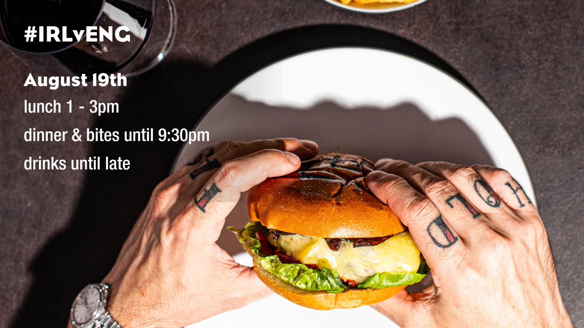 elywinebars's tweet image. #IRLvENG Pre &amp;amp; post game fuel with all your match day favourites!
August 19th we will be serving lunch 1 - 3pm, dinner &amp;amp; bites until 9:30pm and
drinks until late 🍷 Book your spot elywinebar.ie/location/ely-w…