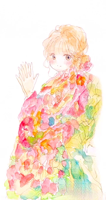 着物と女の子 #イラスト #透明水彩 #illustration