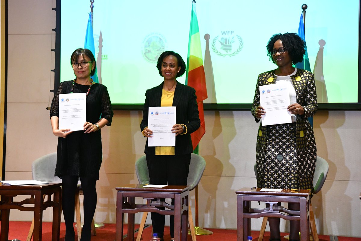 Today <a href="/FMoHealth/">Ministry of Health ETHIOPIA</a>, <a href="/WFP_Ethiopia/">WFP Ethiopia</a> &amp; <a href="/UNICEFEthiopia/">UNICEF Ethiopia</a> 
renewed their commitment to jointly address &amp; integrate management of moderate acute malnutrition into Ethiopia's health system.

This is a critical step towards ending all forms of malnutrition.