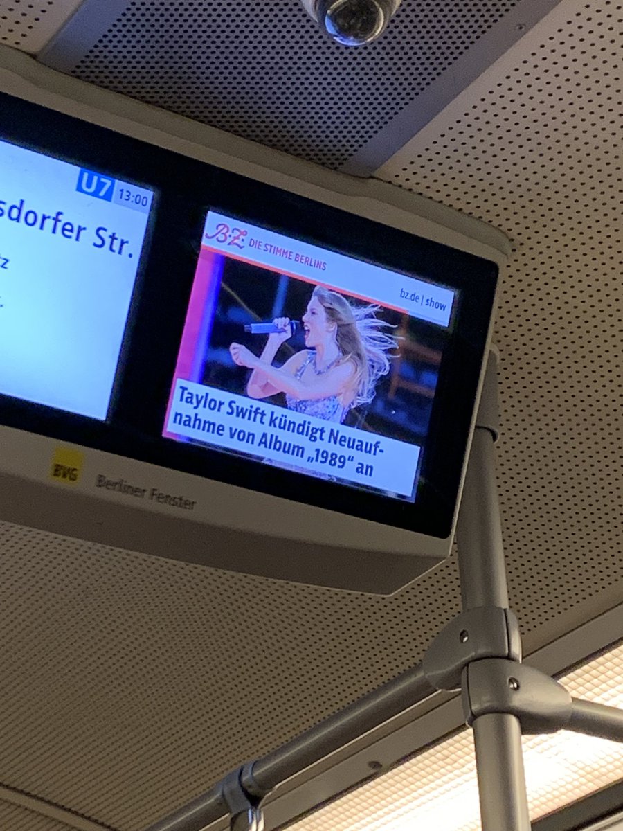 trustmypain's tweet photo. I saw it when I got on the train and then rode the subway until I got a picture. Berlin’s subway also celebrates the 1989 tv announcement!🥹🤍🩵 #1989TaylorsVersion https://t.co/OMYf6GQMBH