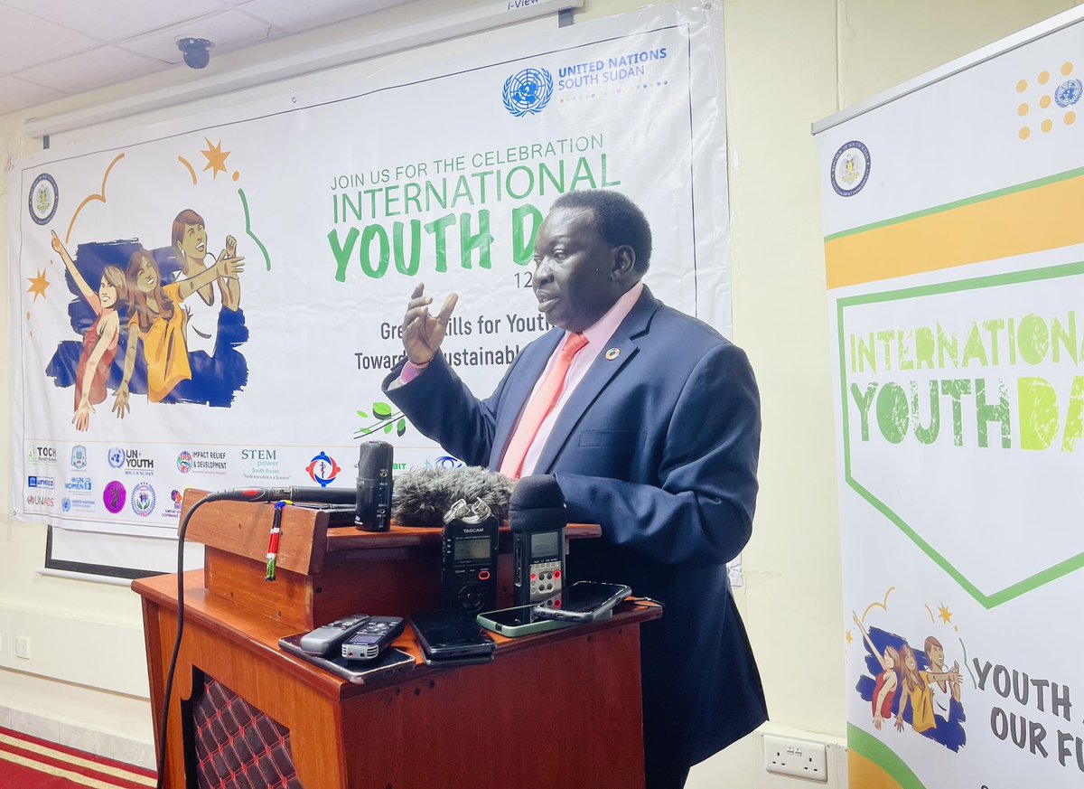 Abrahampieng's tweet photo. #IYDSSD23 press conf. it’s Time 4 young people to be innovators instead being activists @bartelafric #Undersecretary Min. of Environment & forestry. To achieve sustainable world 🌎 we must invest in gender equality society @OlajideDemola country Rep. @UNFPASouthSudan @ShababLe https://t.co/O0atpvmZCx