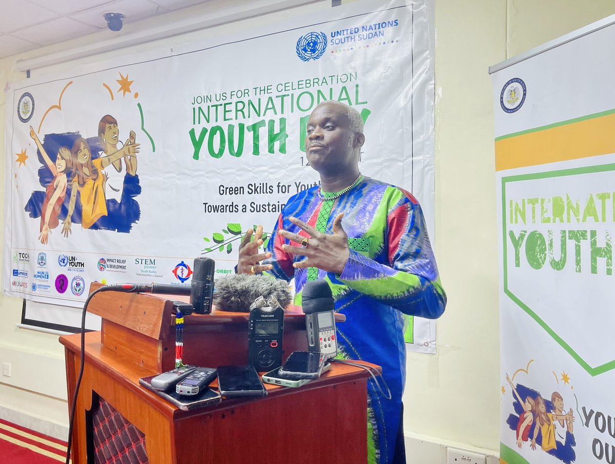 Abrahampieng's tweet photo. #IYDSSD23 press conf. it’s Time 4 young people to be innovators instead being activists @bartelafric #Undersecretary Min. of Environment & forestry. To achieve sustainable world 🌎 we must invest in gender equality society @OlajideDemola country Rep. @UNFPASouthSudan @ShababLe https://t.co/O0atpvmZCx
