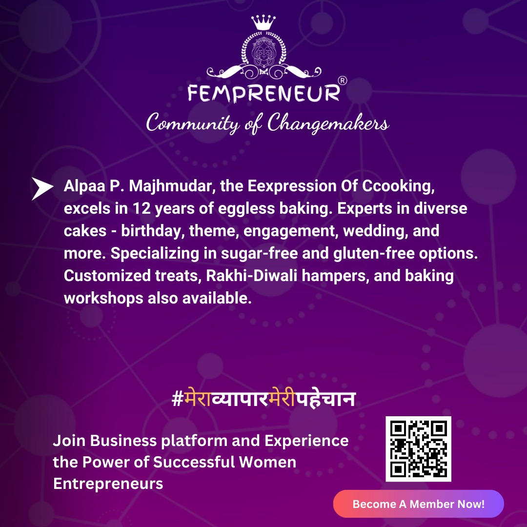 We are delighted to welcome our New Member, Alpaa P Majhmudar the Eexpression of Ccooking.

Become A Member Now: bit.ly/402MNbP

#fempreneurcommunity #community #1MillionMission #Networking #changemakers #EexpressionofCcooking #AlpaaPMajhmudar