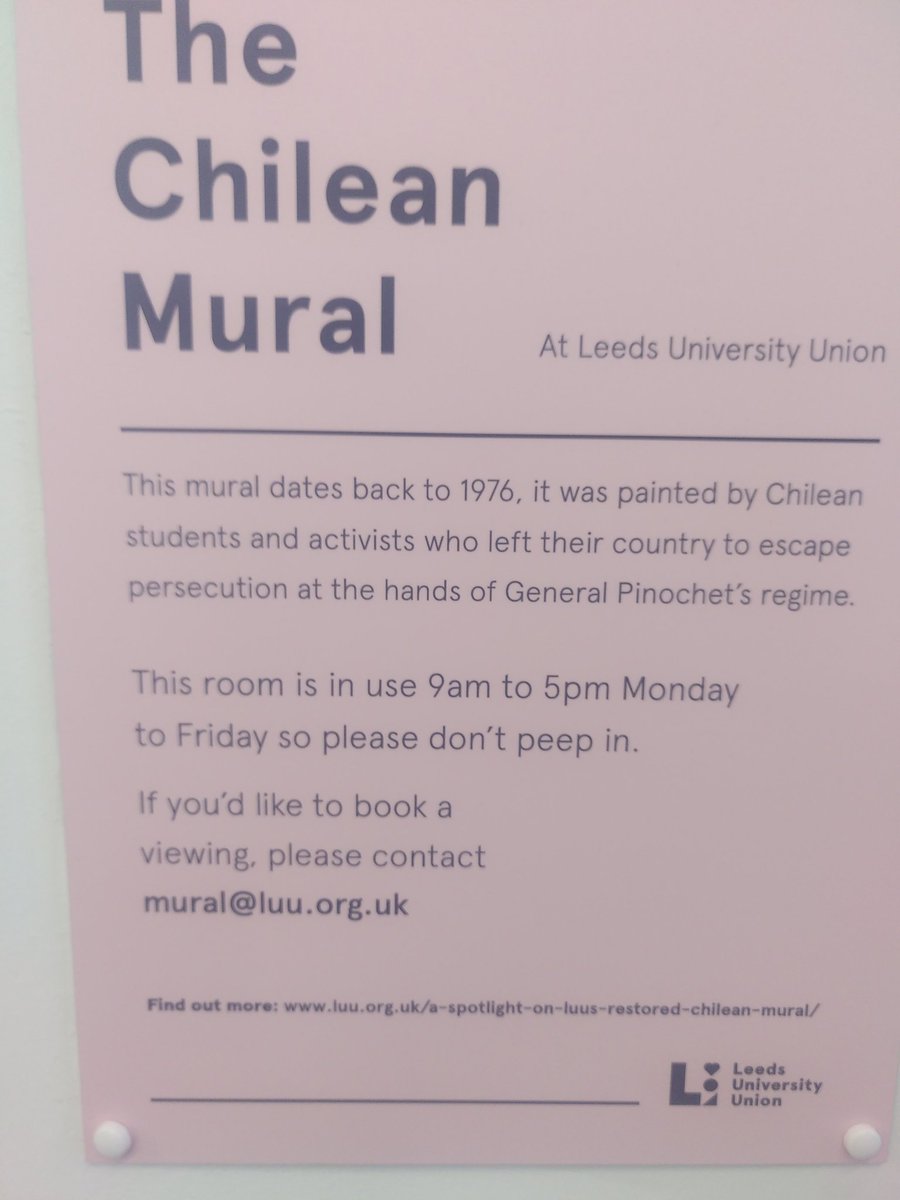 fionac0714's tweet photo. Brilliant day on campus the other week with members of the Nowell Mount community centre. Fantastic to learn about the community's connection with the 1976 Chilean Mural in the Students' Union - thank you! @LeedsUniUnion @GroupNowell @LeedsUniLLC @Donnacharnley3 https://t.co/rAeDy4Q4EH