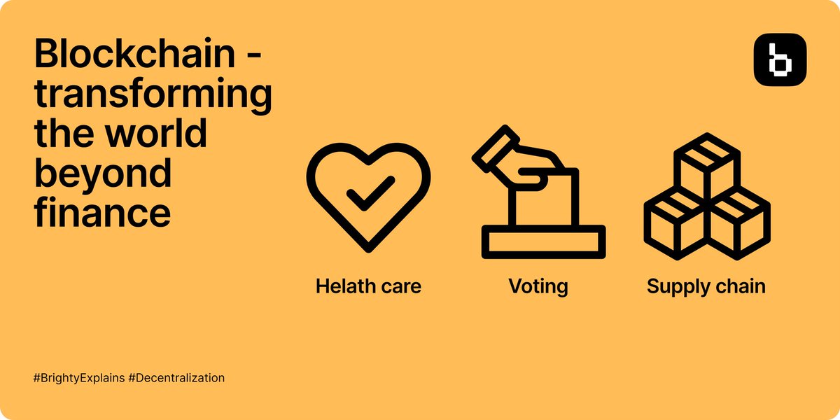 brightyapp's tweet image. Blockchain isn&apos;t just for cryptocurrencies. It has multiple other uses like supply chain management, healthcare records, voting systems, and more! It&apos;s transforming the world beyond finance. 

#BrightyExplains #BlockchainUses
