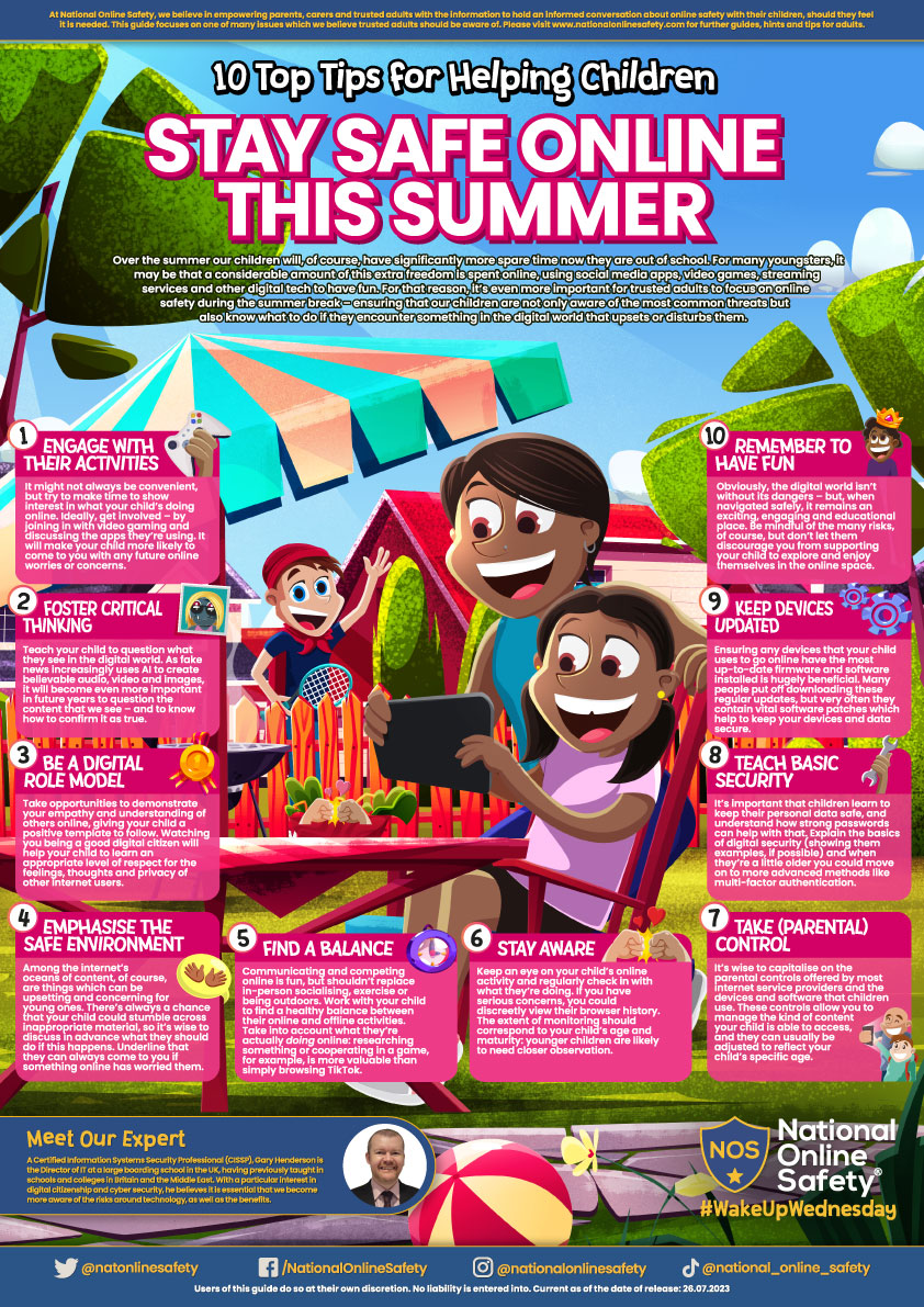 NHFTSchoolNurse's tweet photo. Keeping children and young people entertained over the long summer break can be a challenge.
Here are some tips if they are going on line to help keep them safe.
#YourSchoolNurse  @NCCcybersafe https://t.co/7039qODhZ0