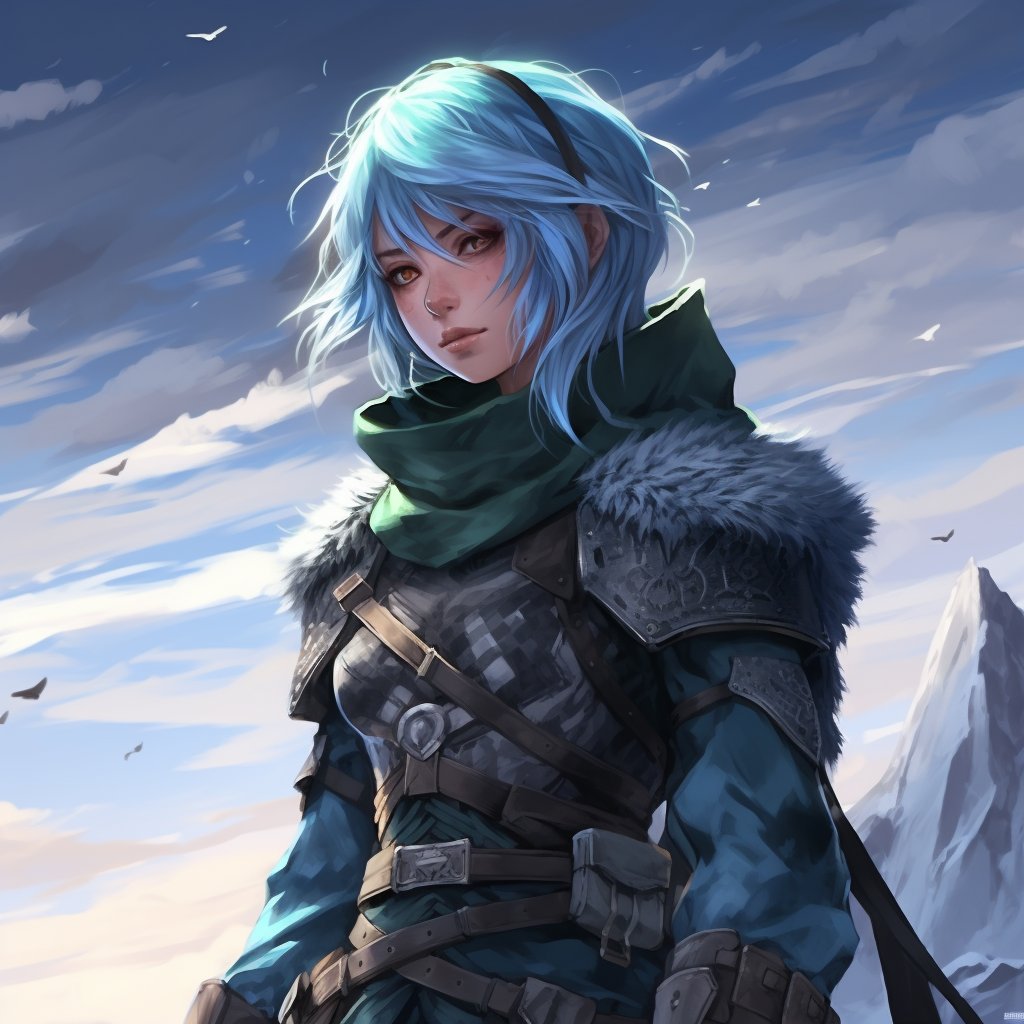 nicolasgandon61's tweet photo. Images inspired by the last image: 1st prompt:
a female character with a blue hair wearing a light armour, in the style of snow scenes, dark green and light gray, hikecore, aurorapunk, wandering eye, gemstone, official art
2/4
#midjourney #snowscenes #darkgreen #lightgray https://t.co/sz3qlK25w2