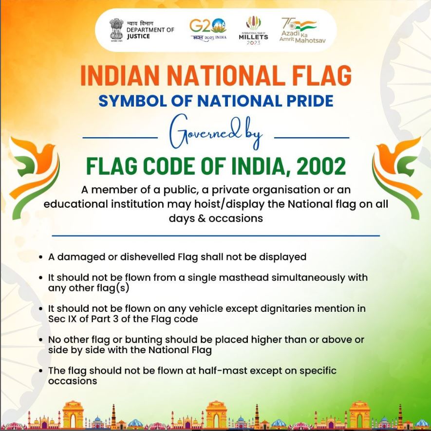 HCI_London's tweet image. The Indian National Flag represents the hopes and aspirations of the people of India. It is the symbol of our national pride. Some salient features of the Flag Code of India, 2002 are listed below. As Indians, we must always adhere to the same #IndianFlagCode #HarGharTiranga
