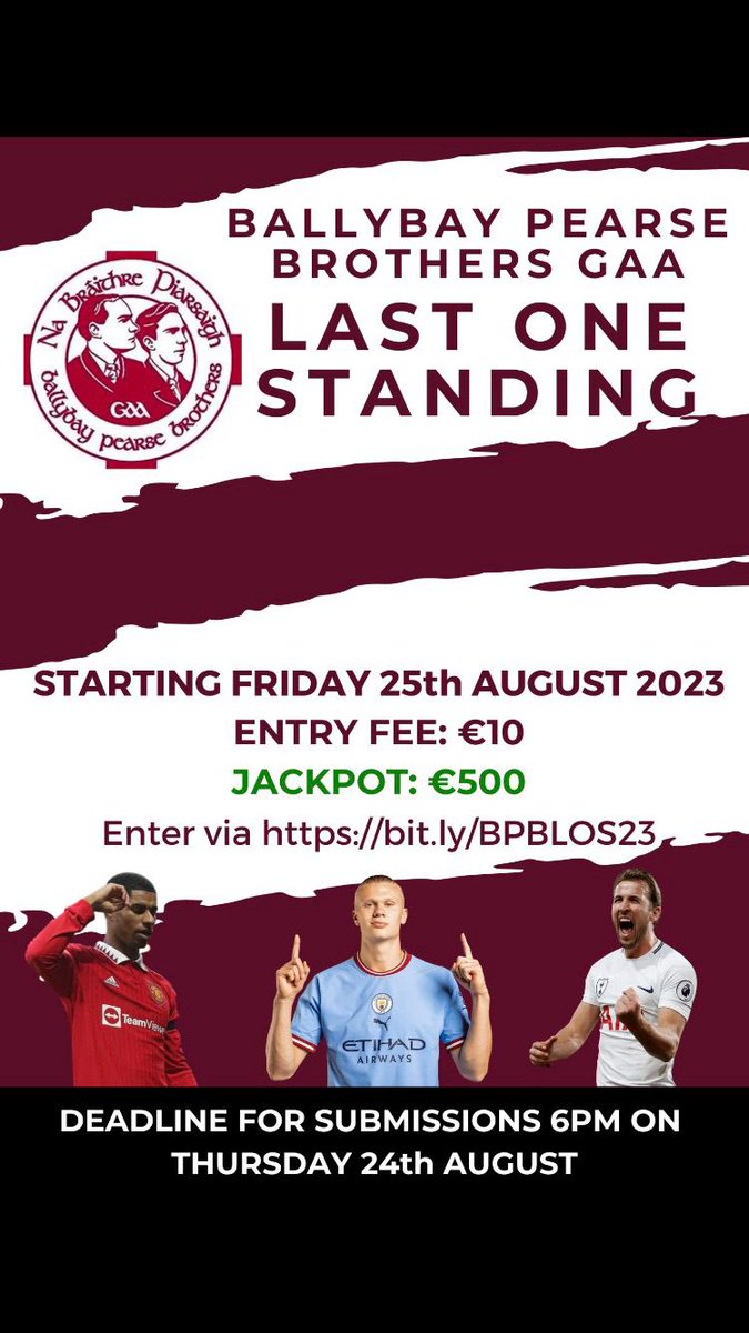 PearseBrothers's tweet photo. Gavin Gorman is running a Last One Standing “LOS” competition as his Quid Games fundraiser on behalf of Ballybay Pearse Brothers.This LOS competition is €10 to enter and a €500 jackpot for the winner. If anyone would like to enter you can do it here: https://t.co/oI03Sj3fh1 https://t.co/TJsgHMHmTV