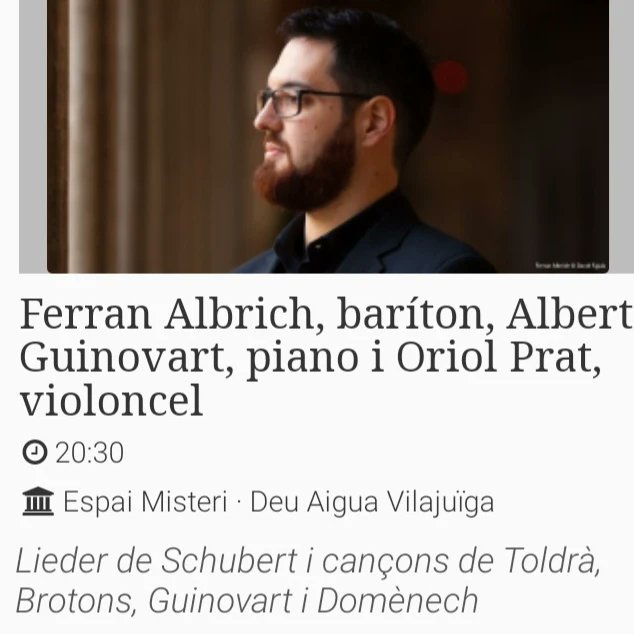 dumesubi's tweet photo. Avui i demà anem d'estrena a @schubertiada Gràcies @ferranalbrich Amb @guinovartalbert i @OriolPrat6 #margarit https://t.co/mpk4tFirMZ