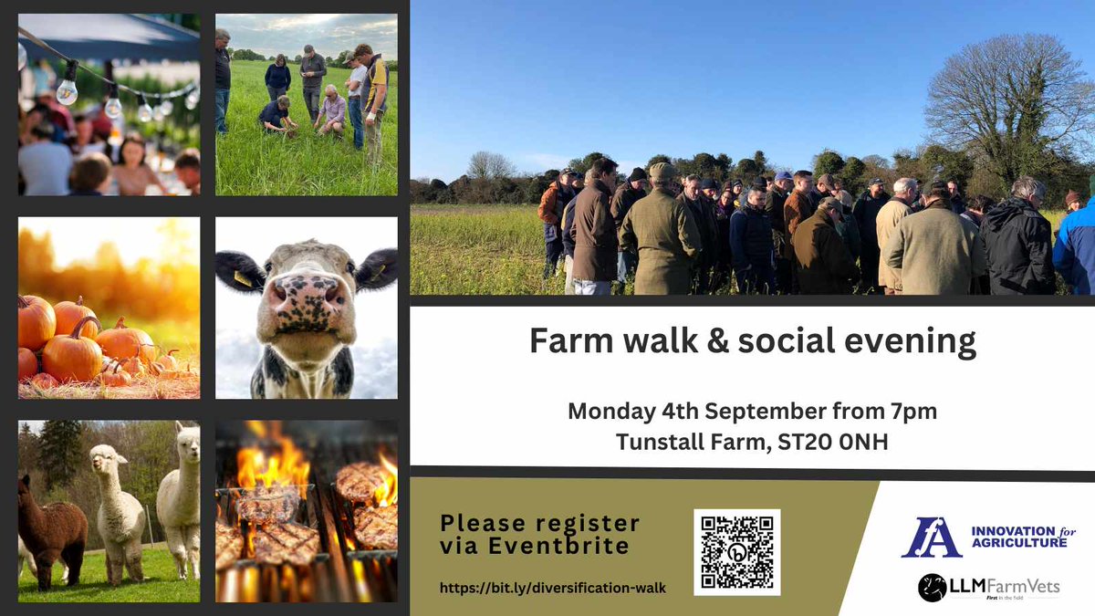 Join us for a farm walk and social evening hosted by Roger Cooke.

Find out how milking robots, pumpkins and alpacas have paved the way to a diversified farm income. Over dinner we’ll chat about where to find support and advice when needed 👉bit.ly/diversificatio…