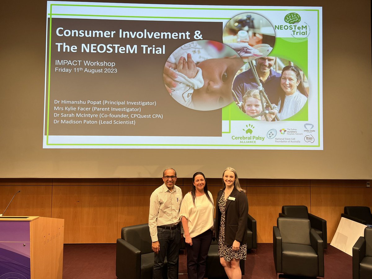 DrMadisonPaton's tweet photo. ✨ A special day ✨ We are so pleased to be invited to present at @IMPACT_PSANZ 2023. Discussing our journey in clinical trials for early #celltherapies and the integral role of @kylie_lsw and consumer involvement. 
@mypsanz @_smcintyre @himanshu_popat @CPA_Research https://t.co/HlZ5N93mRC