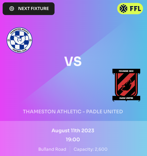 ⚽️ First Match Tonight!
🏟️ We face <a href="/PadleUnited/">PadleUnited</a> under the floodlights at Bulland Road
💫 We're ready with fresh talent and high expectations for the season. 
⚔️ Get ready for intense action! 

#Footium #Div4League2