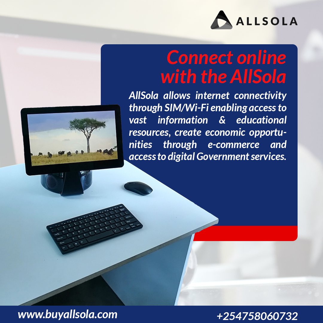AllSola_22's tweet photo. AllSola provides internet connectivity by SIM &amp; WiFi, giving Off-grid users access to vital information, resources and services online. Contact us +254758060732 or https://t.co/zhGo9RRIHk

#Solar #blackout #Renewableenergy #Business #Technology #Digital #Economy #Offgrid #Africa https://t.co/BP5C4bduM3