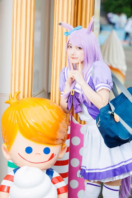 【#C102  宣伝】 明日はまなさん( )に、水着マックイーンで売り子していただきます 感激です…!  『もしもマックイーンが妹だったら』 という同人誌を頒布しますので、  ◆1日目(土)東ク28b ◆サークル名:王女の印  是非お越しください!