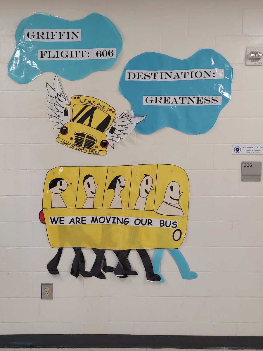 jcwise330's tweet photo. Our Schoolwide Theme @FairfieldMiddle : Moving Our Bus!!! #Runners #Joggers #Walkers #Riders #Drivers #RonClark My Classroom Theme - Griffin Flight: 606 ✈️ Destination: Greatness 🎉✨️ #MovingOurBus https://t.co/U1qTZytIhL