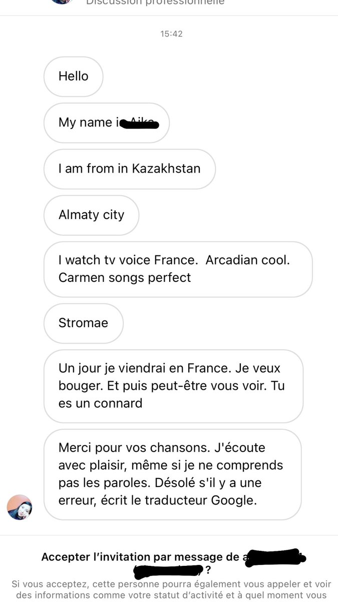 Hier j’ai reçu un msg tellement mimi OMG