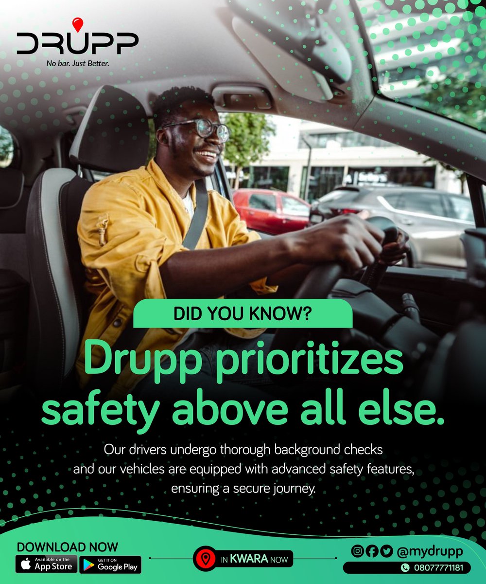 Mydrupp's tweet photo. Gift yourself the luxury of riding with Drupp and enjoy guaranteed safety, convenience and affordable rides.

 #taxiservicesinKwara #taxiservicesinIlorin #MyDrupp #MyDruppinIlorin
#bookmyDrupp #bookaride #bookaridewithmyDrupp https://t.co/jRNPr6H0AG